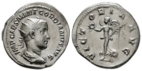 GORDIAN III (238-244). Antoninianus. Rome.
Obv: IMP CAES M ANT GORDIANVS AVG.
Radiate, draped and cuirassed bust right.
Rev: VICTORIA AVG.
Victory adv...