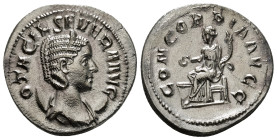 OTACILIA SEVERA (Augusta, 244-249). Antoninianus. Rome.
Obv: M OTACIL SEVERA AVG.
Draped bust right, wearing stephane and set upon crescent.
Rev: CONC...