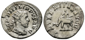 PHILIP I 'THE ARAB' (244-249). Antoninianus. Rome.
Obv: IMP PHILIPPVS AVG.
Radiate, draped and cuirassed bust right.
Rev: AETERNITAS AVGG.
Elephant wa...