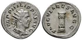 PHILIP I 'THE ARAB' (244-249). Antoninianus. Rome. Saecular Games/ 1000th Anniversary of Rome issue.
Obv: IMP PHILIPPVS AVG.
Radiate, draped and cuira...