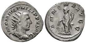 PHILIP I 'THE ARAB' (244-249). Antoninianus. Rome.
Obv: IMP M IVL PHILIPPVS AVG.
Radiate, draped and cuirassed bust right.
Rev: ANNONA AVGG.
Annona st...
