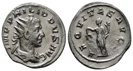 PHILIP I 'THE ARAB' (244-249). Antoninianus. Rome.
Obv: IMP M IVL PHILIPPVS AVG.
Radiate, draped and cuirassed bust right.
Rev: AEQVITAS AVGG.
Aequita...