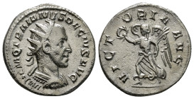 TRAJANUS DECIUS (249-251). Antoninianus. Rome.
Obv: IMP C M Q TRAIANVS DECIVS AVG.
Radiate and cuirassed bust right.
Rev: VICTORIA AVG.
Victory advanc...