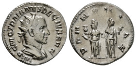 TRAJANUS DECIUS (249-251). Antoninianus. Rome.
Obv: IMP C M Q TRAIANVS DECIVS AVG.
Radiate, draped and cuirassed bust right.
Rev: PANNONIAE.
The two P...