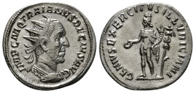 TRAJANUS DECIUS (249-251). Antoninianus. Rome.
Obv: IMP C M Q TRAIANVS DECIVS AVG.
Radiate and cuirassed bust right.
Rev: GENIVS EXERC ILLVRICIANI.
Ge...