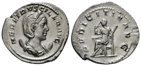 HERENNIA ETRUSCILLA (Augusta, 249-251). Antoninianus. Rome.
Obv: HER ETRVSCILLA AVG.
Diademed and draped bust right, set on crescent.
Rev: PVDICITIA A...