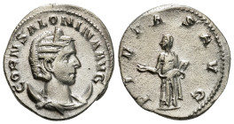 SALONINA (Augusta, 254-268). Antoninianus. Viminacium.
Obv: CORN SALONINA AVG.
Diademed and draped bust right, set on crescent.
Rev: PIETAS AVG.
Pieta...