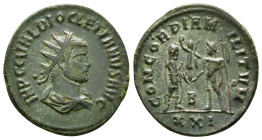 DIOCLETIAN (284-305). Antoninianus. Antioch.
Obv: IMP C C VAL DIOCLETIANVS P F AVG.
Radiate, draped and cuirassed bust right.
Rev: CONCORDIA MILITVM /...