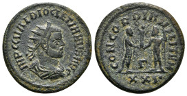 DIOCLETIAN (284-305). Antoninianus. Antioch.
Obv: IMP C C VAL DIOCLETIANVS P F AVG.
Radiate, draped and cuirassed bust right.
Rev: CONCORDIA MILITVM /...