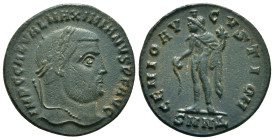 MAXIMINUS DAIA (310-313). Follis. Nicomedia.
Obv: IMP C GAL VAL MAXIMINVS P F AVG.
Laureate head right.
Rev: GENIO AVGVSTI CMH / SMNΔ.
Genius standing...