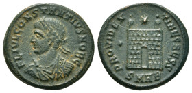 CONSTANTIUS II (Caesar, 324-337). Follis. Heraclea.
Obv: FL IVL CONSTANTIVS NOB C.
Laureate, draped and cuirassed bust left.
Rev: PROVIDENTIAE CAESS /...