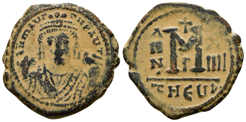 MAURICE TIBERIUS (582-602). Follis. Theoupolis (Antioch). Dated RY 13 (594/5).
O...