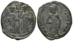 CONSTANTINE X DUCAS with EUDOCIA (1059-1067). Follis. Constantinople.
Obv: + ЄMMANOVHΛ / IC - XC.
Christ Pantokrator standing facing on footstool.
Rev...
