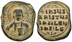 ANONYMOUS FOLLES. Class A2. Attributed to Basil II & Constantine VIII (976-1025). Follis. Constantinople.
Obv: + ЄMMANOVHΛ / IC - XC.
Facing bust of C...
