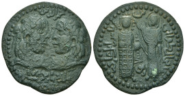 Artuqids of Mardin, Najm al-Din Alpi Æ Dirham. Uncertain mint, AH 547-572 = AD 1152-1177. Two diademed long-haired busts facing each other, legend abo...