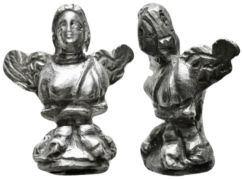 Greek Hellenistic Silver Siren figurine.
3rd-2nd century BC.
Female bust with ...