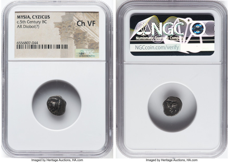 MYSIA. Cyzicus. Ca. 5th century BC. AR diobol (11mm, 9h). NGC Choice VF. Forepar...