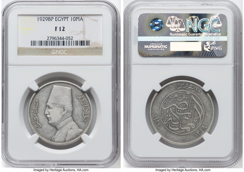 Faud I 3-Piece Lot of Certified Assorted Issues AH 1348 (1929)-BP NGC, 1) 10 Pia...