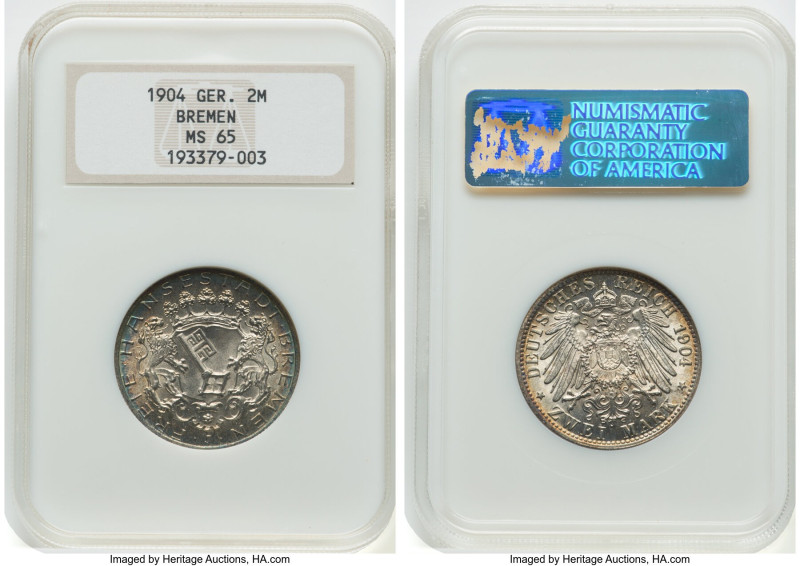 Bremen. Free City 2 Mark 1904-J MS65 NGC, Hamburg mint, KM250, J-59. HID09801242...