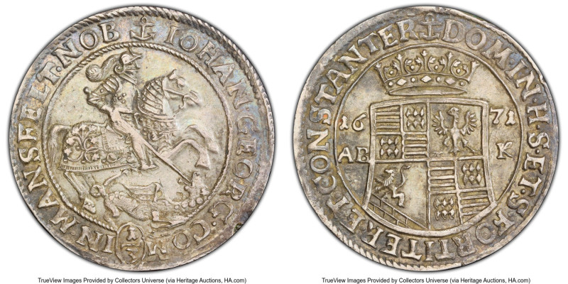 Mansfeld-Eisleben. Johann Georg III 1/3 Taler 1671-ABK AU55 PCGS, Eisleben mint,...