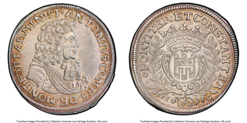 Montfort. Anton V 60 Kreuzer 1691/0-FIG UNC Details (Cleaned) PCGS, Langenargen ...