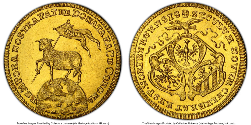 Nürnberg. Free City gold Ducat 1700 UNC Details (Mount Removed) PCGS, KM257, Fr-...