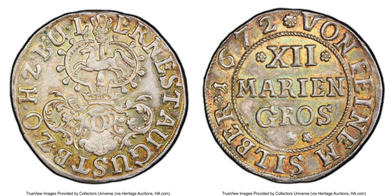 Osnabruck. Ernst August 12 Mariengroschen 1672 MS62 PCGS, Melle mint, KM132. HID...