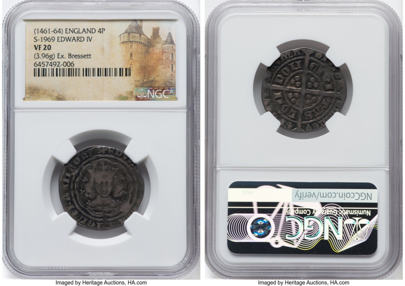 Edward IV (1st Reign, 1461-1470) Groat ND (1461-1464) VF20 NGC, London mint, S-1...