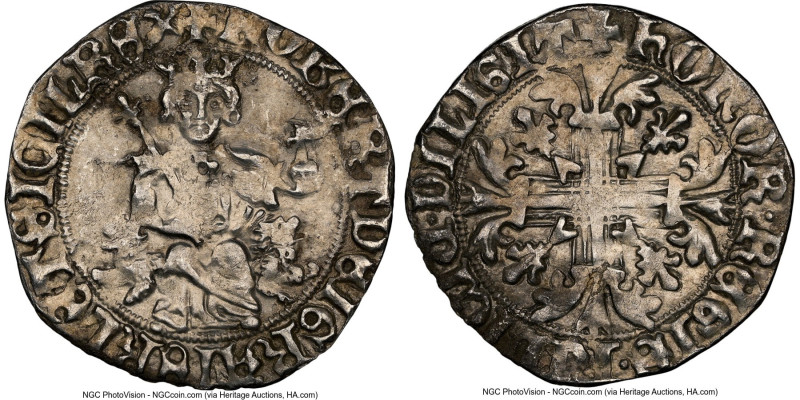 Naples & Sicily. Robert d'Anjou Gigliato ND (1309-1343) AU55 NGC, MIR-28. 3.46gm...