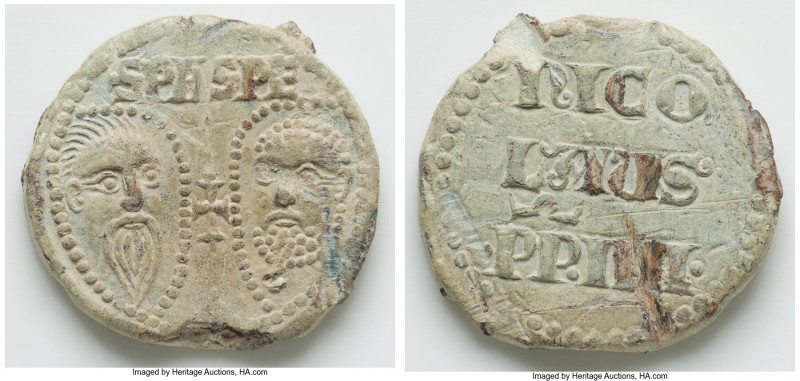 Papal States. Nicolas IV lead Papal Bulle ND (1288-1292) VF, Plomb. 37, 5. 37.4m...