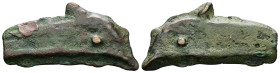 Skythia, Olbia. Cast Ae, 1.85 g 23.17 mm. (5th century BC).
Obv: Dolphin.
Rev: Dolphin.
Ref:SNG SHM 251-302.
Fine