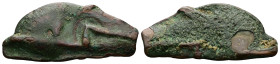 Skythia, Olbia. Cast Ae, 1.87 g 23.45 mm. (5th century BC).
Obv: Dolphin.
Rev: Dolphin.
Ref:SNG SHM 251-302.
Fine