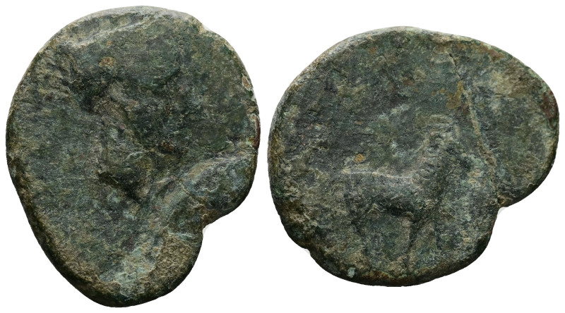 Sicily. Nakona. Ae, 3.58 g 19.74 mm. Circa 300-200 BC.
Obv: Head of nymph right,...