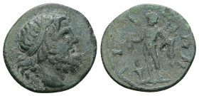 Thrace, Ainos. Pseudo-autonomous, AE. 5.49 g. 23.04 mm. 2nd-1st centuries BC. 
Obv: Head of Poseidon right, hair bound in a taenia.
Rev: AINION. Herme...
