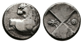 Thrace. Chersonesos. AR Hemidrachm, 2.33 g 12.79 mm. Circa 386-338 BC.
Obv: Forepart of lion right, head reverted.
Rev: Quadripartite incuse square wi...