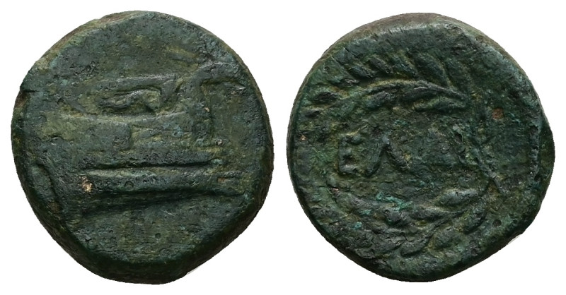 Thrace, Elaious. AE, 6.27 g 17.92 mm. Circa 4th-3rd centuries BC.
Obv: Prow of w...