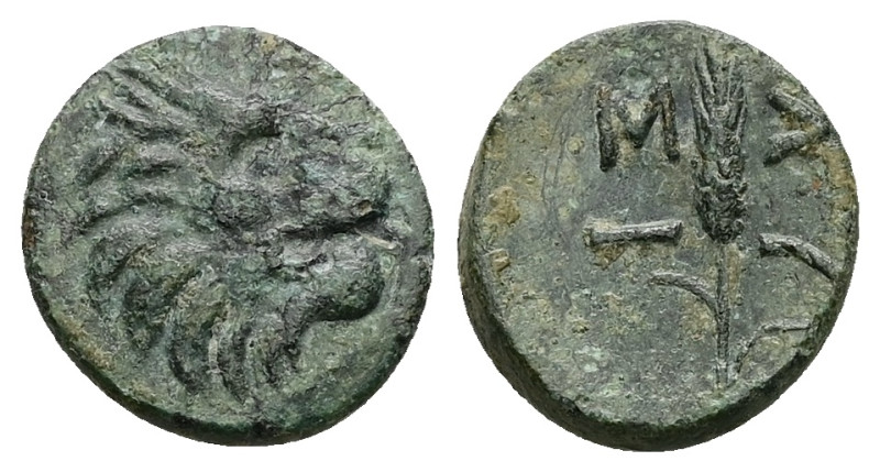 Thrace, Lysimacheia. Ae, 1.97 g 14.87 mm. Circa 309-220 BC.
Obv: Head of lion ri...