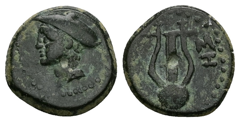 Thrace, Sestos. Ae, 2.81 g 15.84 mm. Circa 300 BC.
Obv: Head of Hermes left, wea...