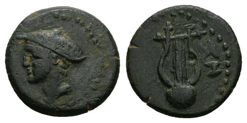 Thrace, Sestos. Ae, 2.85 g 16.52 mm. Circa 300 BC.
Obv: Head of Hermes left, wea...