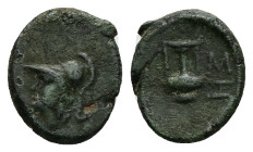 Thrace, Sestos. Ae, 1.49 g 12.96 mm. Second half of the 2nd century BC.
Obv: Head of Athena left in Attic helmet. 
Rev.: ΣΗ; Amphora; A to left.
Ref.:...