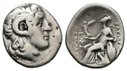 Kings of Thrace, Lysimachos, AR Drachm, 4.10 g 18.63 mm. 305-281 BC. Ephesos, circa 294-287 BC.
Obv: Diademed head of the deified Alexander the Great ...
