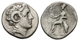 Kings of Thrace. Lysimachos, AR Drachm, 4.12 g 18.39 mm. 305-281 BC. Ephesos. (Circa 295/4-289/8).
Obv: Diademed head of Alexander the Great to right ...
