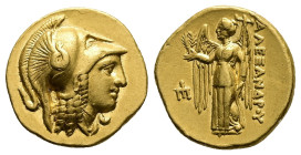 Kings of Macedon. temp. Alexander III – Philip III. AV Stater, 8.60 g 19.14 mm. Circa 325-319 BC. In the name and types of Alexander III. Amphipolis m...