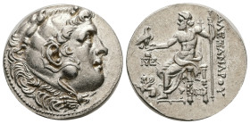 Kings of Macedon. Alexander III. 336-323 BC. AR Tetradrachm, 17.13 g 30.52 mm. Chios mint. Autonomous issue, struck 210-190 BC.
Obv: Head of Herakles...