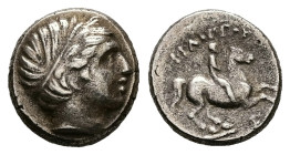 Kings of Macedon. temp. Philip III – Kassander. AR 1/5 Tetradrachm, 2.38 g 12.59 mm. Circa 323/2-315 BC. Amphipolis mint. 
Obv: Head of Apollo right, ...