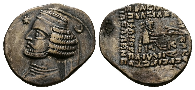 Kings of Parthia. Orodes II. AR Drachm, 3.66 g 21.38 mm. Circa 57-38 BC. Kangava...