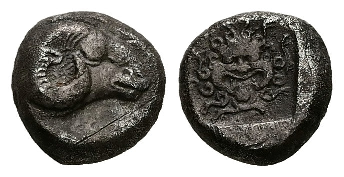 Troas, Kebren. 5th century BC. AR Hemidrachm, 1.82 g 9.82 mm. 
Obv: Head of ram ...