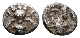 Ionia, Ephesos. AR Tetartemorion, 0.19 g 5.66 mm. Circa 550-500 BC.
Obv: Bee.
Rev: Quadripartite incuse square.
Ref: Rosen 384.
Fine/VF.