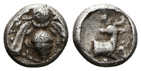 Ionia, Ephesos. AR Hemiobol, 0.47 g 7.01 mm. Circa 405-380 BC.
Obv: Bee.
Rev: Forepart of a stag right, head left; all within incuse square.
Ref: Cf. ...