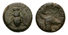 Ionia, Ephesos.Ae, 0.62 g 8.41 mm. Circa 405-390 BC.
Obv: Bee
Rev: Head of stag right.
Ref: SNG Kayhan 147-88; SNG München 34
Fine